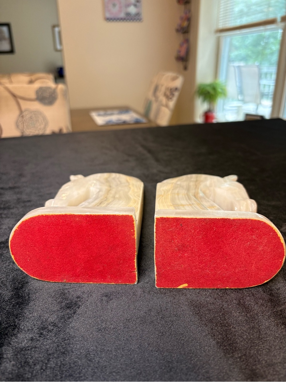 Vintage Mid- Century Pair If Hand-Carved Marble Horse Head Bookends - Picture 9 of 9